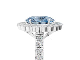 White gold Fancy Blue Oval  Cut Diamond Milgrain Floral Halo Engagement Ring with Pavé Band_20