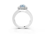White gold Fancy Blue Oval Cut Diamond Milgrain Halo Engagement Ring with Round Pavé Band and Prong Setting_15
