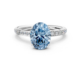 White gold Fancy Blue Oval  Cut Diamond Pavé Band Ring with Four-Prong Setting_24
