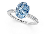 White gold Fancy Blue Oval  Cut Diamond Pavé Band Ring with Four-Prong Setting_25