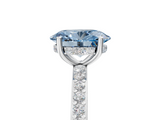 White gold Fancy Blue Oval  Cut Diamond Pavé Band Ring with Four-Prong Setting_29