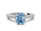 White gold Fancy Blue Oval Cut Diamond Pavé Band Solitaire Ring with Prong Setting_105