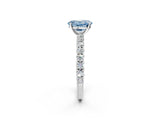 White gold Fancy Blue Oval Cut Diamond Pavé Band Solitaire Ring with Prong Setting_107