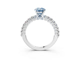 White gold Fancy Blue Oval Cut Diamond Pavé Band Solitaire Ring with Prong Setting_108