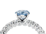 White gold Fancy Blue Oval Cut Diamond Pavé Band Solitaire Ring with Prong Setting_109