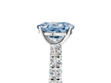 White gold Fancy Blue Oval Cut Diamond Pavé Band Solitaire Ring with Prong Setting_110