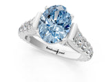 White gold Fancy Blue Oval  Cut Diamond Pavé Band Solitaire with Four-Prong Setting_16
