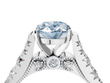 White gold Fancy Blue Oval  Cut Diamond Pavé Band Solitaire with Four-Prong Setting_19