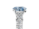 White gold Fancy Blue Oval  Cut Diamond Pavé Band Solitaire with Four-Prong Setting_20
