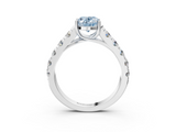 White gold Fancy Blue Oval  Cut Diamond Pavé Band Solitaire with Four-Prong Setting_6