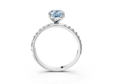 White gold Fancy Blue Oval  Cut Diamond Pavé Band Solitaire with Four-Prong Setting_6