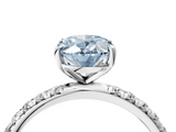 White gold Fancy Blue Oval  Cut Diamond Pavé Band Solitaire with Four-Prong Setting_7