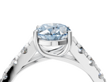 White gold Fancy Blue Oval  Cut Diamond Pavé Band Solitaire with Four-Prong Setting_7