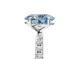 White gold Fancy Blue Oval  Cut Diamond Pavé Band Solitaire with Four-Prong Setting_8