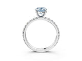 White gold Fancy Blue Oval  Cut Diamond Pavé Band with Four-Prong Setting_16