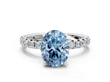 White gold Fancy Blue Oval  Cut Diamond Pavé Band with Four-Prong Setting_37