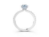 White gold Fancy Blue Oval Cut Diamond Pavé Engagement Ring with Round  Accents and Prong Setting_94