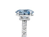 White gold Fancy Blue Oval Cut Diamond Pavé Engagement Ring with Round  Accents and Prong Setting_96