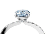 White gold Fancy Blue Oval Cut Diamond Pavé Engagement Ring with Round  Accents and Prong Setting_97