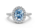 White gold Fancy Blue Oval Cut Diamond Pavé Halo Ring with Four-Prong Setting_48