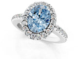 White gold Fancy Blue Oval Cut Diamond Pavé Halo Ring with Four-Prong Setting_49