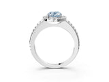 White gold Fancy Blue Oval Cut Diamond Pavé Halo Ring with Four-Prong Setting_51