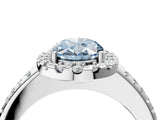 White gold Fancy Blue Oval Cut Diamond Pavé Halo Ring with Four-Prong Setting_52