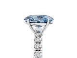 White gold Fancy Blue Oval Cut Diamond Pavé Solitaire Engagement Ring with Four-Prong Setting_105