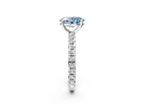 White gold Fancy Blue Oval Cut Diamond Pavé Solitaire Ring with Round Band and Prong Setting_20