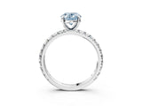 White gold Fancy Blue Oval Cut Diamond Pavé Solitaire Ring with Round Band and Prong Setting_21