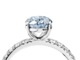White gold Fancy Blue Oval Cut Diamond Pavé Solitaire Ring with Round Band and Prong Setting_22
