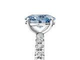 White gold Fancy Blue Oval Cut Diamond Pavé Solitaire Ring with Round Band and Prong Setting_23