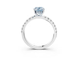 White gold Fancy Blue Oval Cut Diamond Pave Band Solitaire Ring with Round  and Prong Setting_133