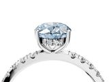 White gold Fancy Blue Oval Cut Diamond Pave Band Solitaire Ring with Round  and Prong Setting_134