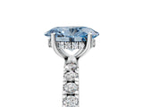 White gold Fancy Blue Oval Cut Diamond Pave Band Solitaire Ring with Round  and Prong Setting_135
