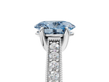 White gold Fancy Blue Oval  Cut Diamond Pave Band with Four-Prong Setting_65