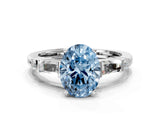 White gold Fancy Blue Oval  Cut Diamond Ring with Baguette Side Stones, Channel Set Band, and Four-Prong Setting_36