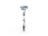White gold Fancy Blue Oval  Cut Diamond Ring with Baguette Side Stones, Channel Set Band, and Four-Prong Setting_5
