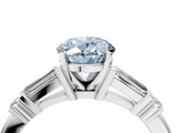White gold Fancy Blue Oval  Cut Diamond Ring with Baguette Side Stones, Channel Set Band, and Four-Prong Setting_7