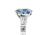White gold Fancy Blue Oval  Cut Diamond Ring with Baguette Side Stones, Channel Set Band, and Four-Prong Setting_8