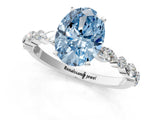 White gold Fancy Blue Oval Cut Diamond Ring with Marquise and Round  Side Stones and Four-Prong Setting_98
