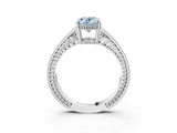 White gold Fancy Blue Oval Cut Diamond Ring with Milgrain Pavé Band and Four-Prong Setting_35