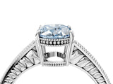 White gold Fancy Blue Oval Cut Diamond Ring with Milgrain Pavé Band and Four-Prong Setting_36