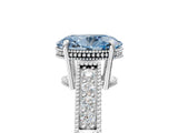 White gold Fancy Blue Oval Cut Diamond Ring with Milgrain Pavé Band and Four-Prong Setting_37