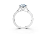 White gold Fancy Blue Oval Cut Diamond Ring with Pavé Band and Floral Prong Setting_42