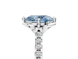 White gold Fancy Blue Oval Cut Diamond Ring with Pavé Band and Floral Prong Setting_44