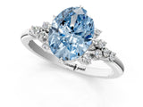 White gold Fancy Blue Oval Cut Diamond Ring with Side Stones and Four-Prong Setting_13