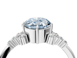 White gold Fancy Blue Oval Cut Diamond Ring with Side Stones and Four-Prong Setting_16