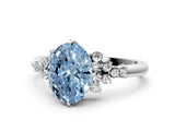 White gold Fancy Blue Oval Cut Diamond Ring with Side Stones and Four-Prong Setting_244