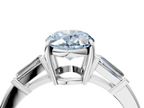 White gold Fancy Blue Oval  Cut Diamond Ring with Tapered Baguette Side Stones in Four-Prong Setting_7
